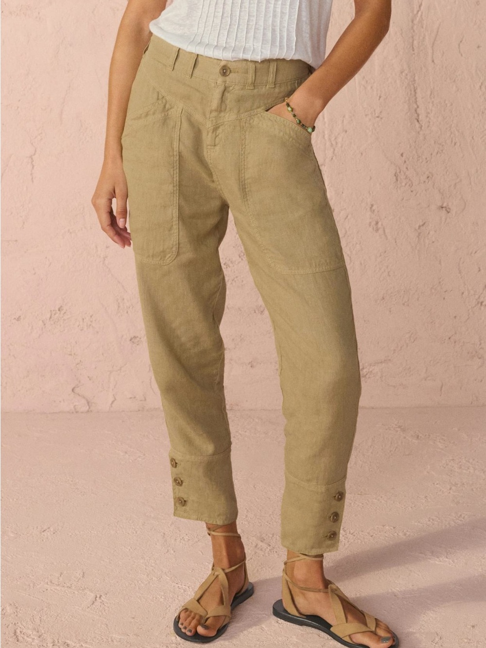 Wrap London Cropped Linen Trousers US 6